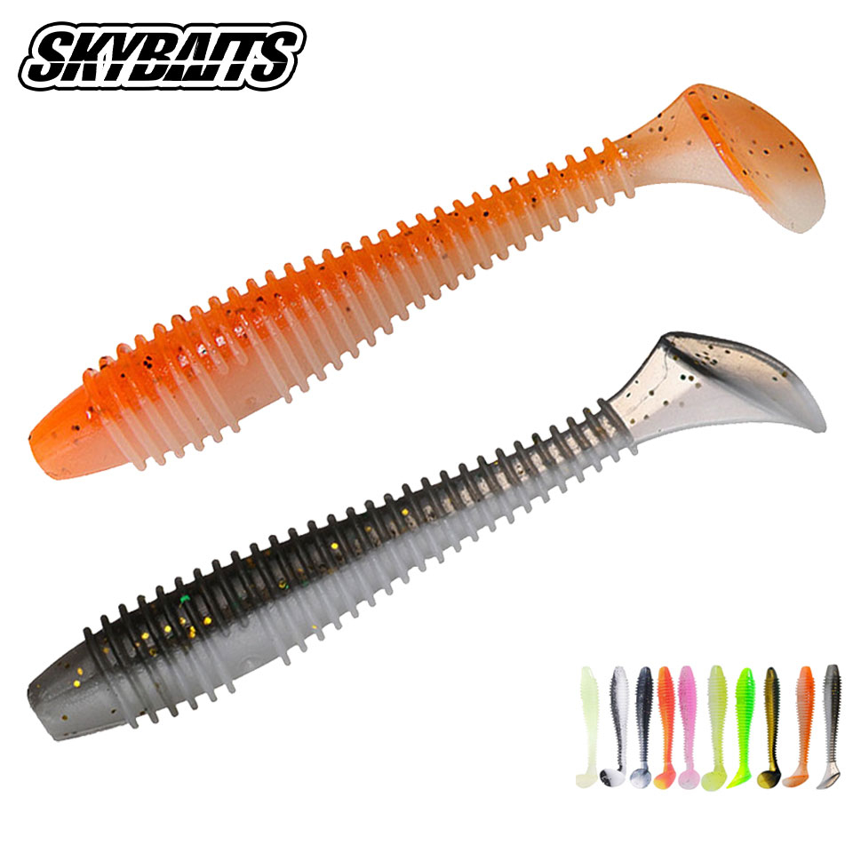 SKYBAITS 10PCS Iscas Macias De Minhocas De Silicone 4,5-7cm Pesca Artificiais