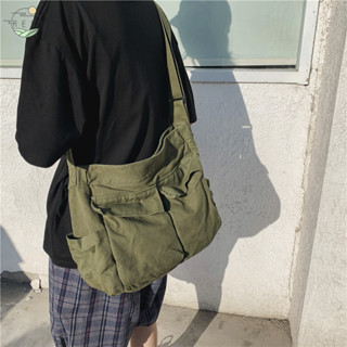 Bolsa De Múltiplos Bolsos De Lona Tamanho Grande Mão Feminina Adolescente Masculina Sobre Tecido Hip Hop De Rua Alta Com Zíper Para Mensageiro