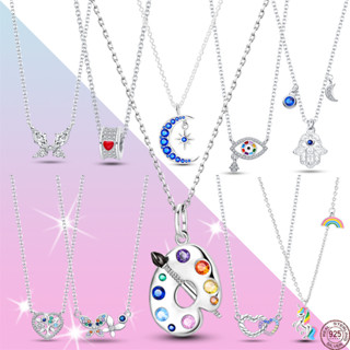 2023 Novo 925 Sterling Silver Star Moon Rainbow Pegasus Love Butterfly Colar De Prata Jóias De Bricolage Festa De Aniversário Feminina