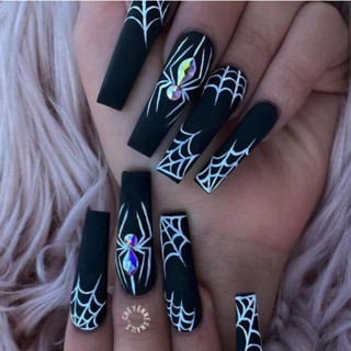 48 Modelos unhas postiças decoradas Halloween Com Cola