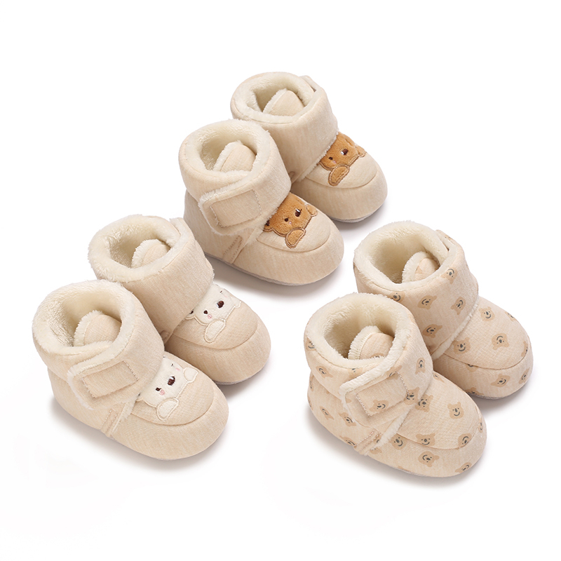 Novos Sapatos Para Meninos E Meninas Botas Quentes De Inverno Bordado De Urso Pequeno Teci...