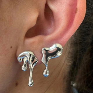 Brincos De Moda Fita Cor De Água Gotas Para Mulheres Personalidade Irregular Punk Metal Vintage Jóias
