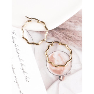 1 Par Brincos Geométricos de Aço Inoxidável Dourado Forma de Onda Geométrica Brincos exclusivos para senhoras Brincos Hipoalergênicos para meninas