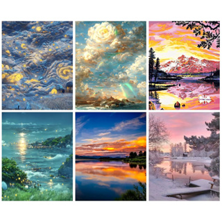 RUOPOTY 5d Bordado Com Diamante Ponto Cruz Bela Paisagem Do Céu Pintura Cenário Natural Mosaico Presente Feito À Mão em Oferta na Shopee