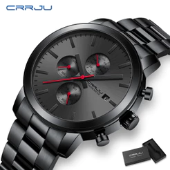 CRRJU Relógio Masculino De Moda Casual Esporte Correia De Aço Inoxidável Cronógrafo Discagem Quartzo Análogo Resistente À Água 2287 S