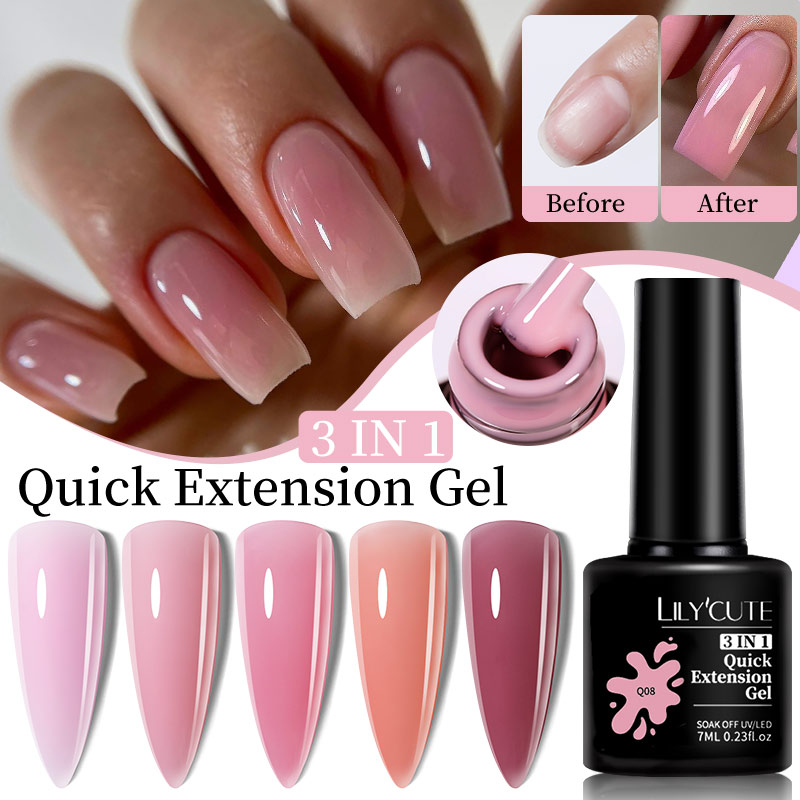 LILYCUTE 7ML Gel De Extensão Rápida De Unhas Vernis Semi Permanente Acrílico Cristal Branco Transparente Nua Construção UV