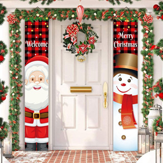180 * 30cm Feliz Natal Porta De Sinal Decorativo Banner Cortina Cavaleiro Pendurado Ornamentos Decoração Navidad 2024