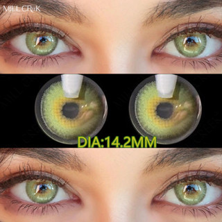 Mill creek 2pcs Lente De Contato Cosmética Verde Com Grau 14,2mm De Uso Anual Halloween Cosplay Azul Suave E Confortável De Alta Qualidade LA Girl