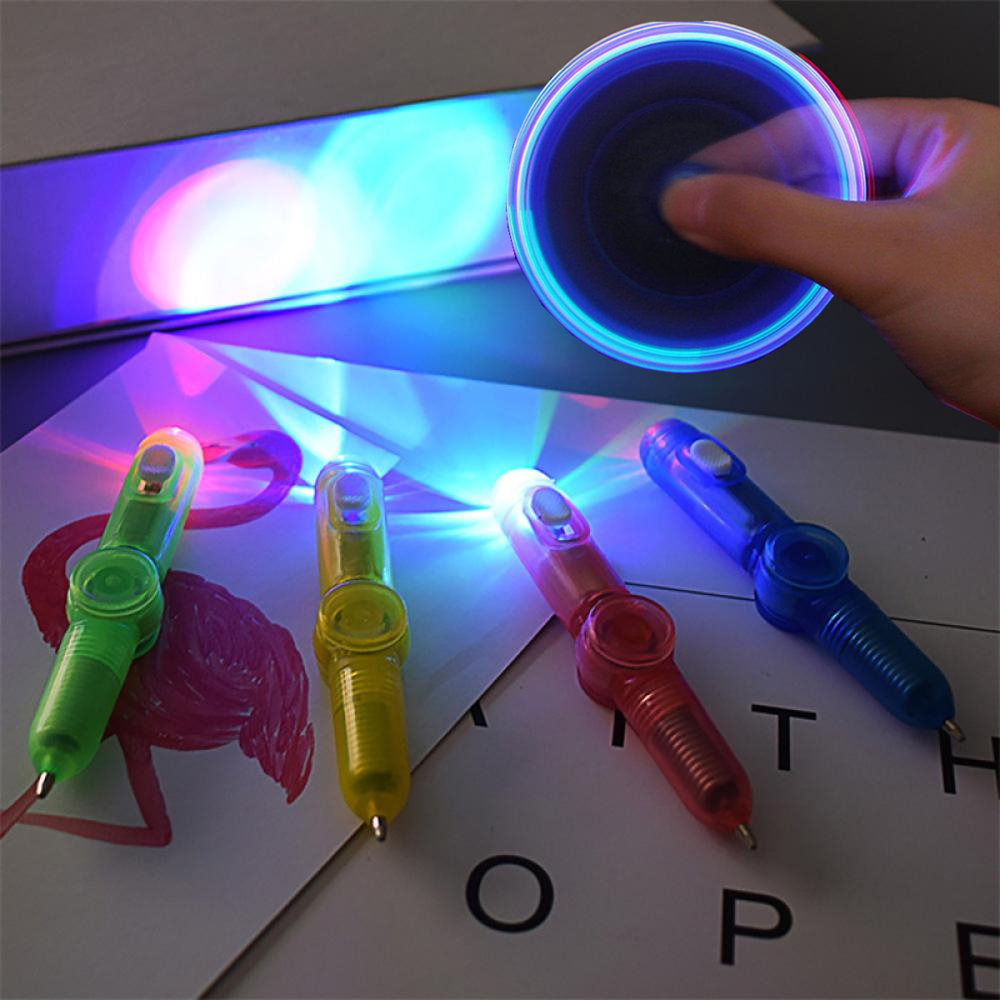 Novo Caneta Luminosa Descompressão Criativa De Luz LED Giratória Presente Infantil Com em Oferta na Shopee
