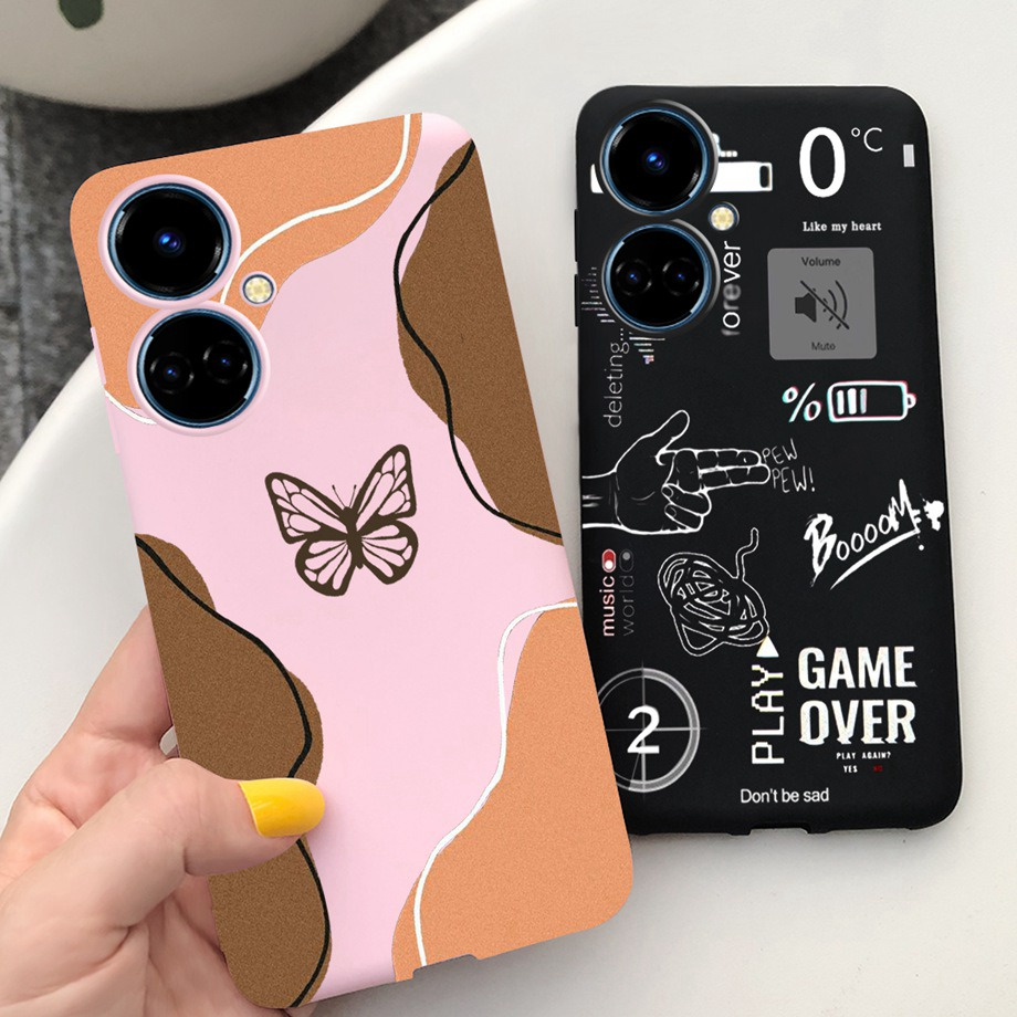 Tecno Camon 19 neo CH6i Capa Camon19 Silicone Macio Preto Rosa Novo design 2023 Pintada Para 19Neo em Oferta na Shopee