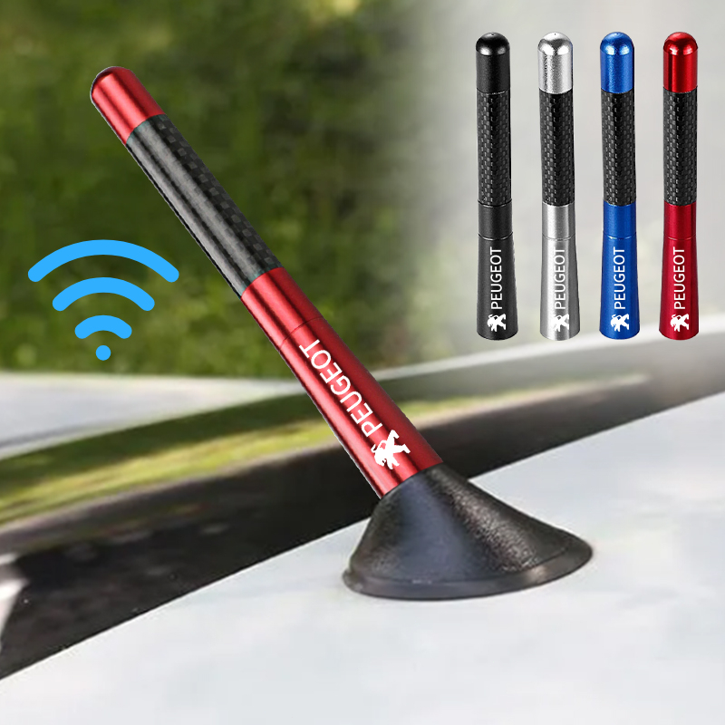 1pcs Antena De Fibra De Carbono Para Carro Tejadilho Curto Mastro Aéreo Peugeot 206 207 208 306 307 308 407 408 508 2008 3008