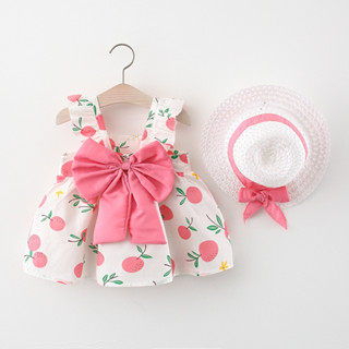 Vestido Suspensório Para Crianças De 0-3 Anos De Idade , Incluindo Chapéu