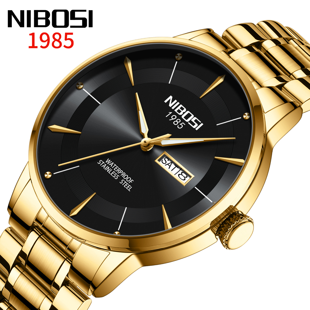 NIBOSI Luxury Gold Relógio Masculino casual À Prova D'água em Oferta na Shopee