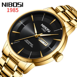 NIBOSI Luxury Gold Relógio Masculino casual À Prova D'água