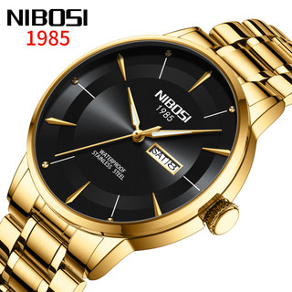 NIBOSI Luxury Gold Relógio Masculino casual À Prova D