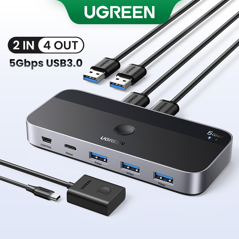 Interruptor USB KVM UGREEN Switcher 3.0 Para PC Teclado Impressora De Mouse 2 PCs Compartilhando 4 Dispositivos em Oferta na Shopee