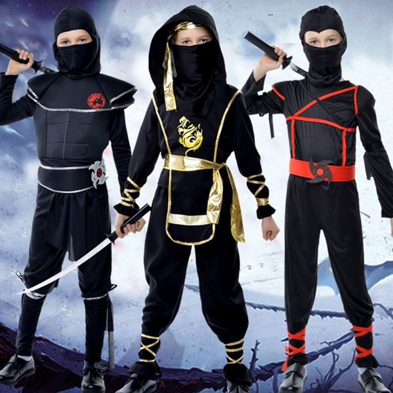 Roupas De Fantasia De Halloween Cosplay Kids Boy Ninja Assassin Samurai Guerreiro Japonês