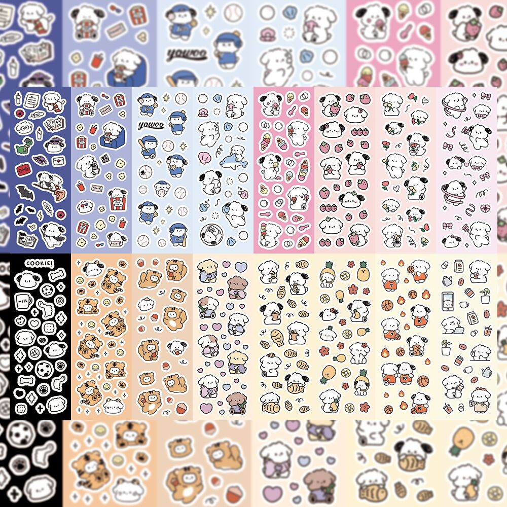 Coreano Bonito Dos Desenhos Animados Pequeno Cão Branco Padrão À Prova D' Água Adesivo Diário Manual Caderno Diy Adesivo em Oferta na Shopee