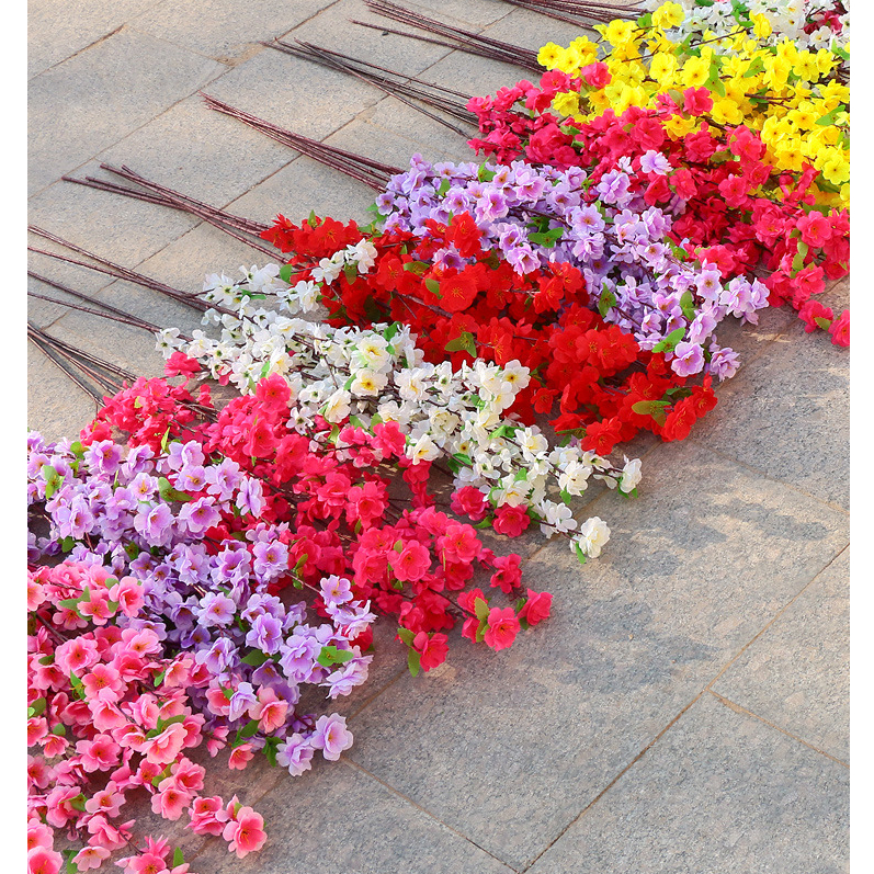 65cm Buquê De Flores De Cerejeira Artificial , Flor De Pêssego Para Decoração loja / Decoração Salão De Beleza Flores/ Arranjo De Flores