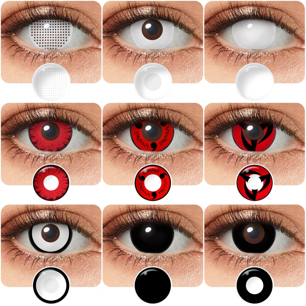 Lente de Contato Cosplay Anime para Halloween Sharingan/Naruto/Olhos de gato/Manson 1 Par