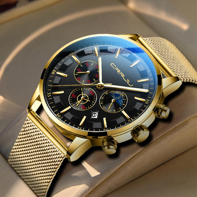 CRRJU Relógio masculino de quartzo multifuncional à prova d'água, estilo comercial de luxo de alta qualidade, tendência de moda, temperamento maduro, 2260 XM em Oferta na Shopee
