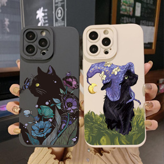 Para iPhone 14 Plus 13 Pro Max 12 11 XR 8 7 SE 2022 Flor Gato Mágico Borda Quadrada Capa Lente De Proteção Completa