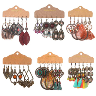 Nova Geometria Boêmia Brincos Coloridos Conjunto De Femininos Vintage Multicolor Flor Tassel Jóias 2023 Fashion Sets em Oferta na Shopee