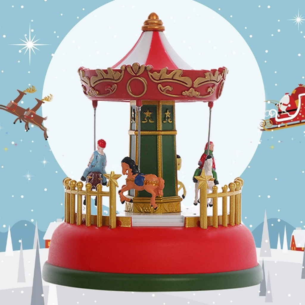 Decorações De Natal Roda Gigante Carrossel Musical Brilhante Com Luzes LED Para Festa De Aniversário De Casamento Valentine's Day Village