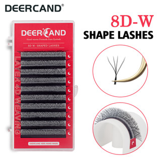 DEERCAND cílios duas dicas 8d w forma de extensão de cílios ventilador de volume pré-fabricado cílios falsos de alta qualidade fornece extensão de aparência natural