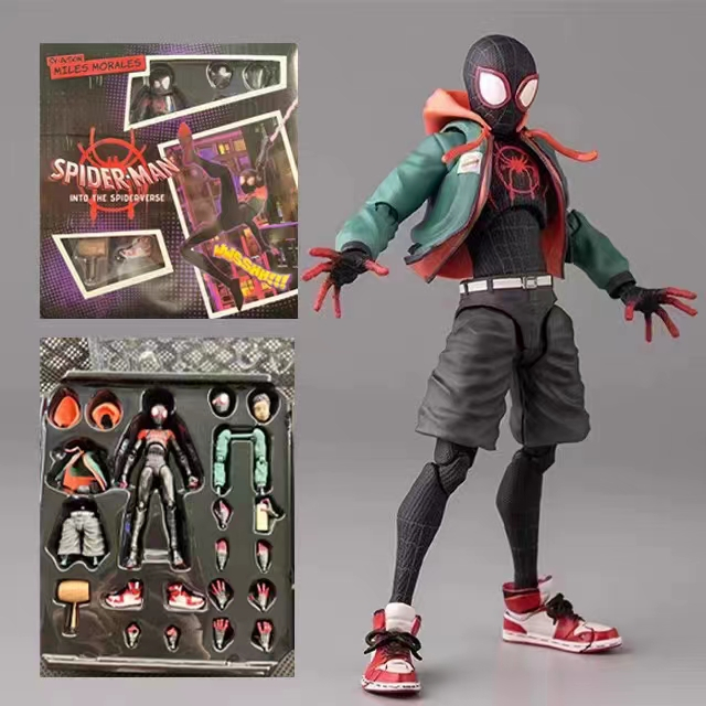 15cm Figura De Anime Homem Aranha Através Do Versículo Ação Figurino Sofbinal Miles Morales Estátua Universo Modelo De Brinquedo Colecionável