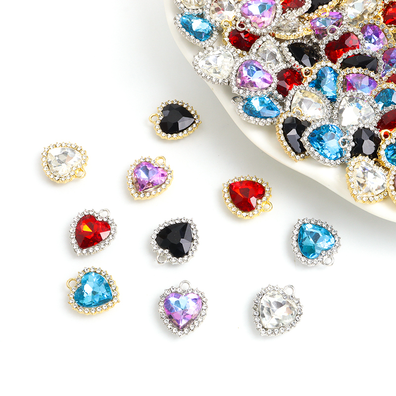 10pcs Vintage Europeu Pêssego Coração Rhinestones Encanta Jóias Estilo Princesa Acessórios De em Oferta na Shopee