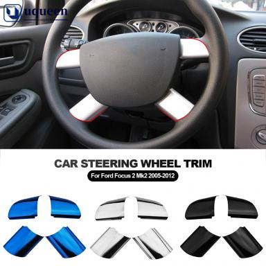 UQUEEN 4Pcs/set Painel De Direção Do Volante Carro Sequências Da Tampa Acessórios De Aço Inoxidável Para O Ford Focus 2