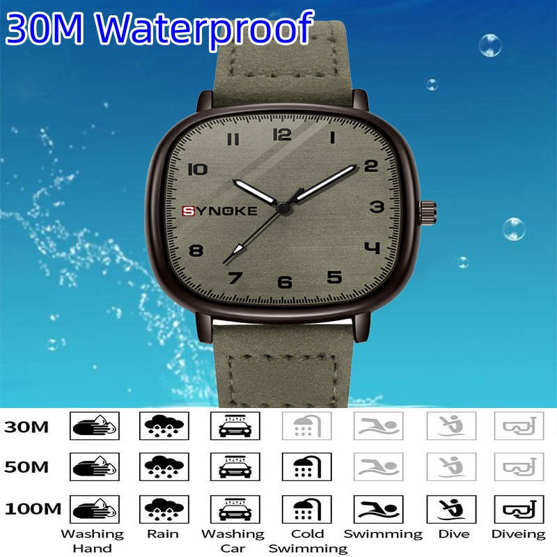Synoke Relógios Analógicos Masculinos De Quartzo Fashion Leather Strap 30M À Prova D'água Relógio De Pulso