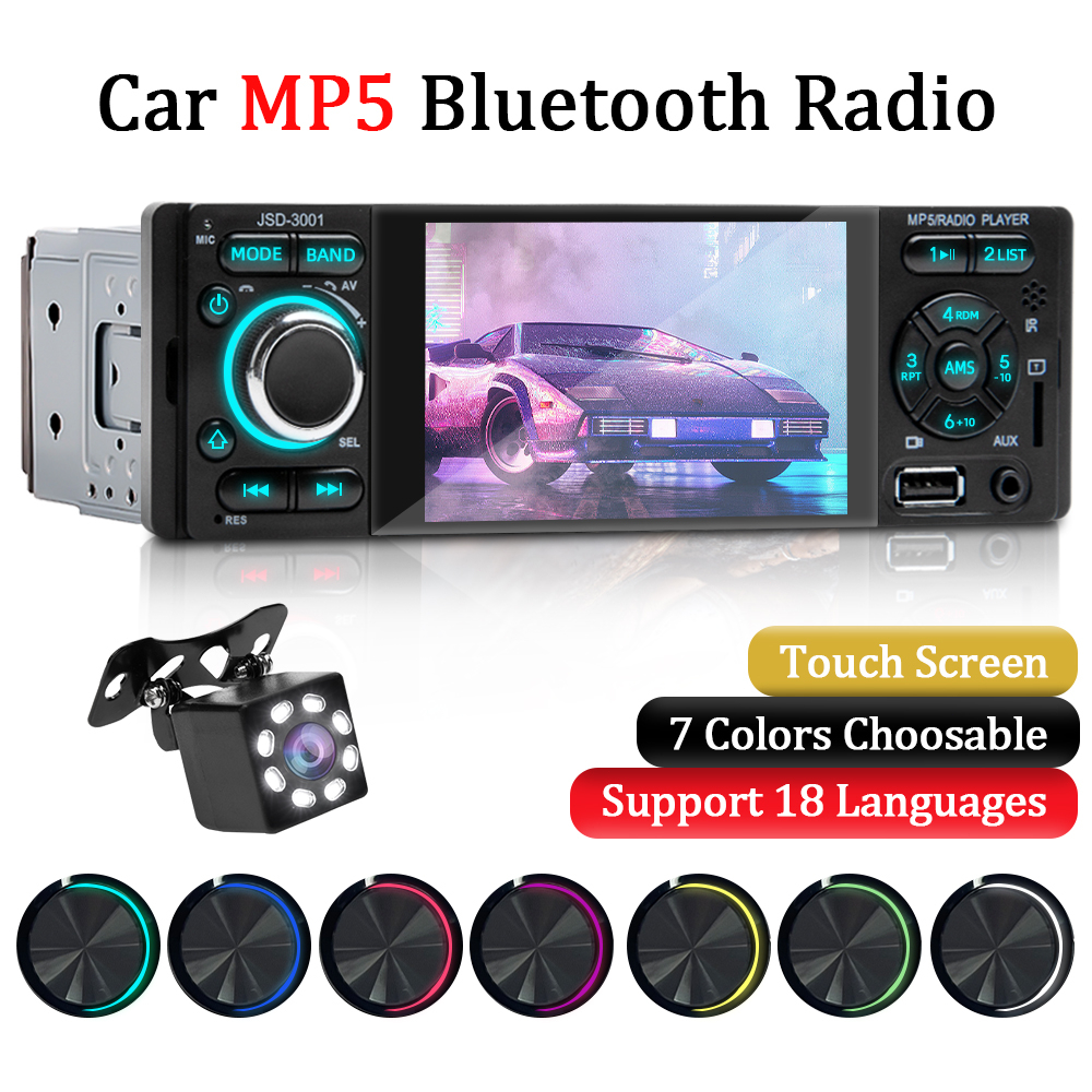 Central Multimídia Automotivo MP5 Bluetooth 1 Din 4 Polegadas USB/AUX/TF Com Tela De Toque Mirrorlink