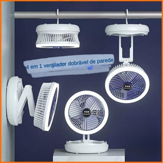 Ventilador De Parede Dobrável 4 Em 1 Mesa Portátil Circular 1500mAh Telescópica Com 4 Velocidades Mini Teto Lâmpada Ventilador De Teto Com Led Lâmpada Novo ComVentilador de mesa