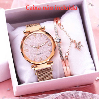 Conjunto De Jóias De Relógio Starry Sky Watch Magnet Buckle De Aço Inoxidável