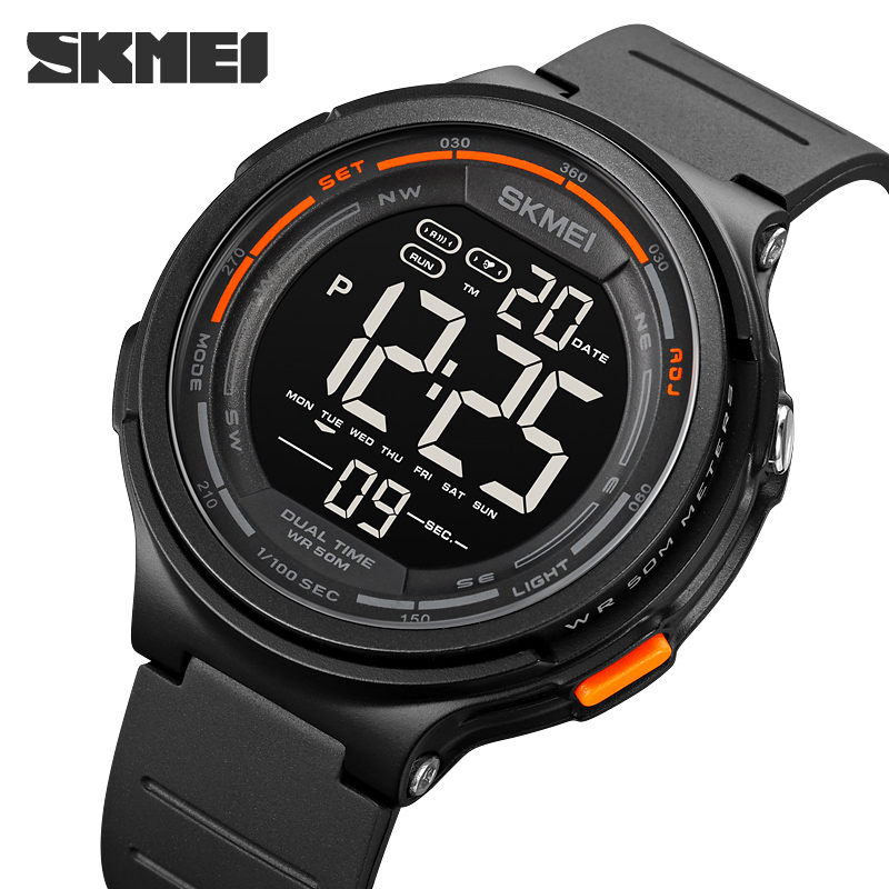 SKMEI Relógios Eletrônicos Masculinos Movimento Digital Esportivo Moda Luz LED À Prova D'água Relógio Despertador 2Time Stopwatch