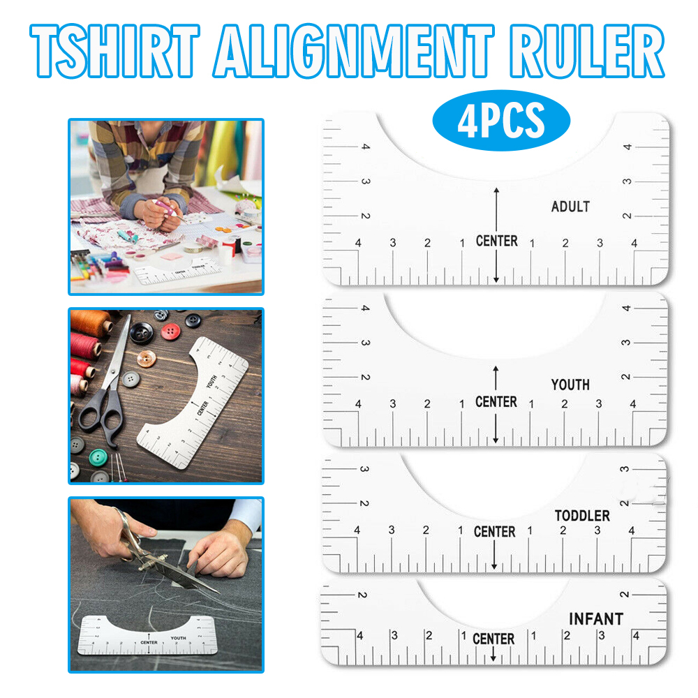 4 PCS Réguas De Alinhamento De Camisetas Ferramenta De Guia De Design Central Para Prensa Térmica De Vinil