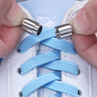 Cadarços Elásticos Redondos Com Trava Metálica , Segurança De Moda Plana Sem Atacador De Gravata Adequados Para Todos Os Tipos De Sapatos Preguiçosos