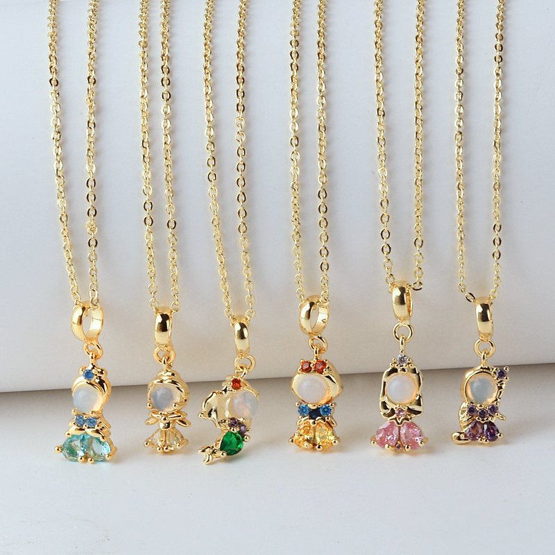 Colar série princesa sereia princesa colar belle princesa pingente acessórios