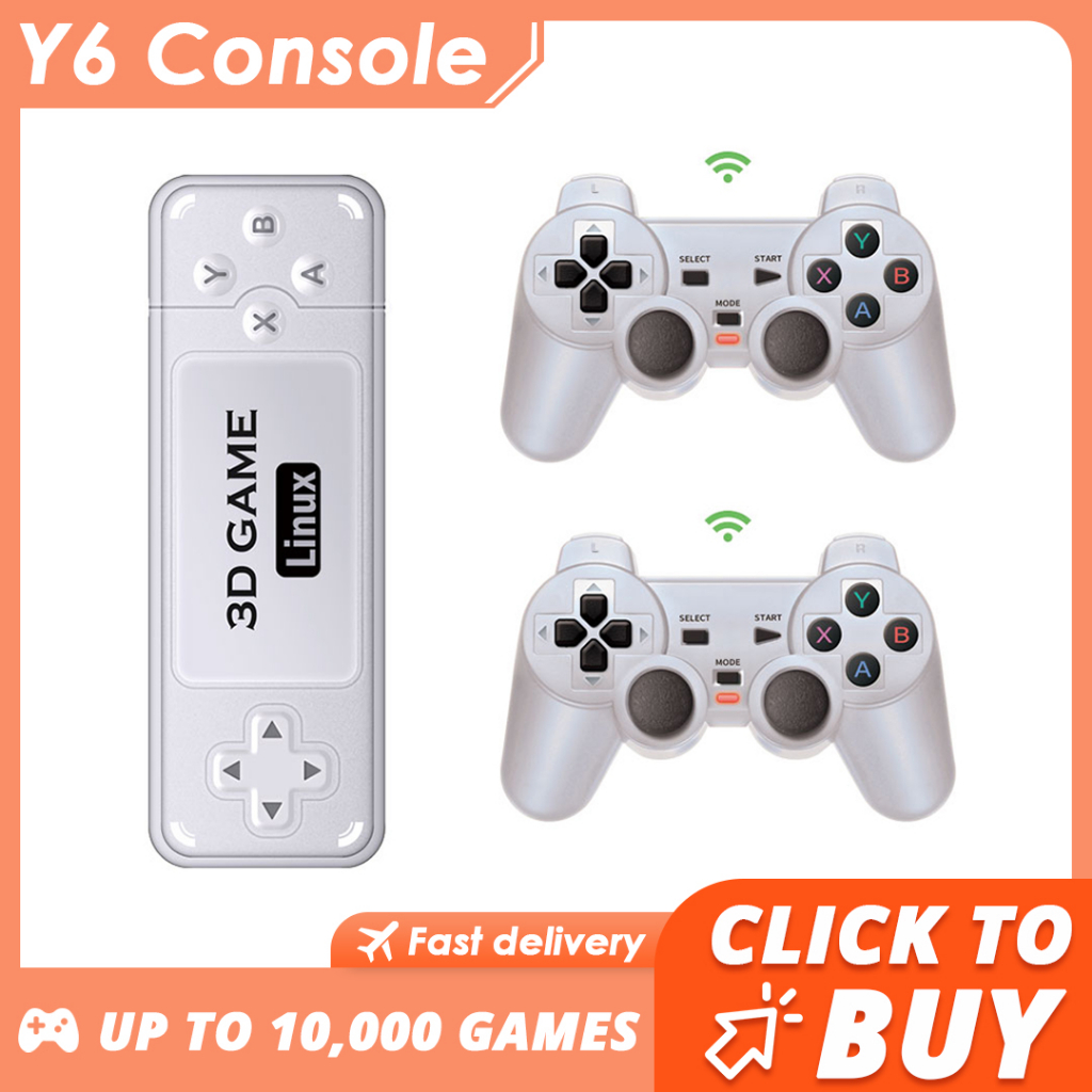 Game Stick Y6 4k Powkiddy 128G Sem Fio  PS1 Console De Video Game Retro Portatil Familiar 4K HD Suporte Multiplayer
