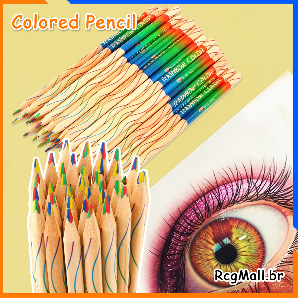 10Pcs/lot Colored Pencil Wooden Wood Rainbow Color Pencil for Kid School Graffiti Drawing Painting em Oferta na Shopee