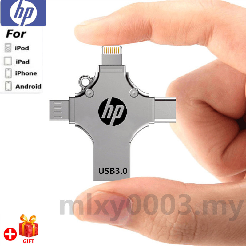 HP 4 Em 1 OTG USB Pendrive 64GB Tipo-C Bastão 128GB 256GB De Memória Para iPhone Android PC 512G 1TB 2TB