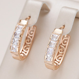 Brincos Femininos Estilo Étnico Jóias De Ouro Oco Textura Cubic Zircon Hoop Acessórios Diários