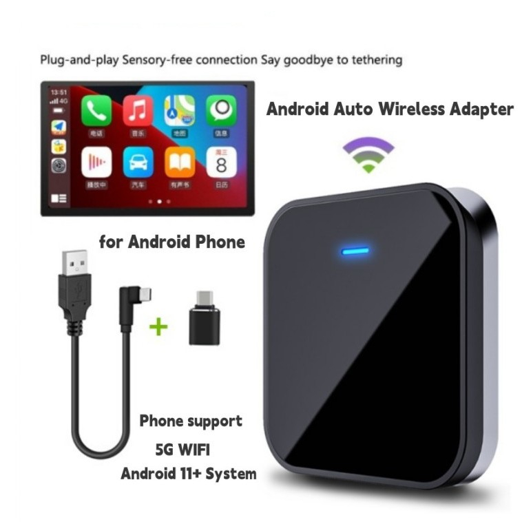 Adaptador Bluetooth Automático Sem Fio Android Auto Para Fábrica Automóvel Com 5Ghz WiFi Connect