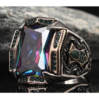 Novo Anel De Liga Punk Ruby Vintage Para Homens
