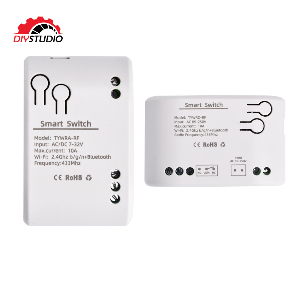 DiyStudio 1CH Tuya Smart remote control Módulo De Interruptor Sem Fio Wifi Micro USB5V/DC7-32V AC/DC85-250V 2200w 10A Relé De Controle Remoto Com Função 433Mhz