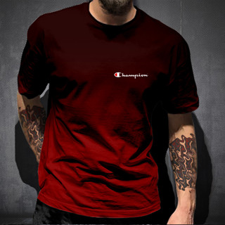 2023 Novo Estilo Gradiente Impresso Cor Gradiente Homens Mulheres Camiseta Puro Algodão Trendy