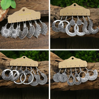 Brincos Geométricos Antigos De Prata Étnicos Retro Liga Redonda Esculpindo Em Forma De Gotas Para Mulheres Jóias Indianas Feitas À Mão em Oferta na Shopee