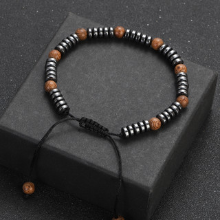 Fashion Natural Stone Weaving Bracelet Pulseira De Pedra Madeira Hematita Preta Pulseiras De Casal Ajustáveis Homme Yoga Jewelry pulsera